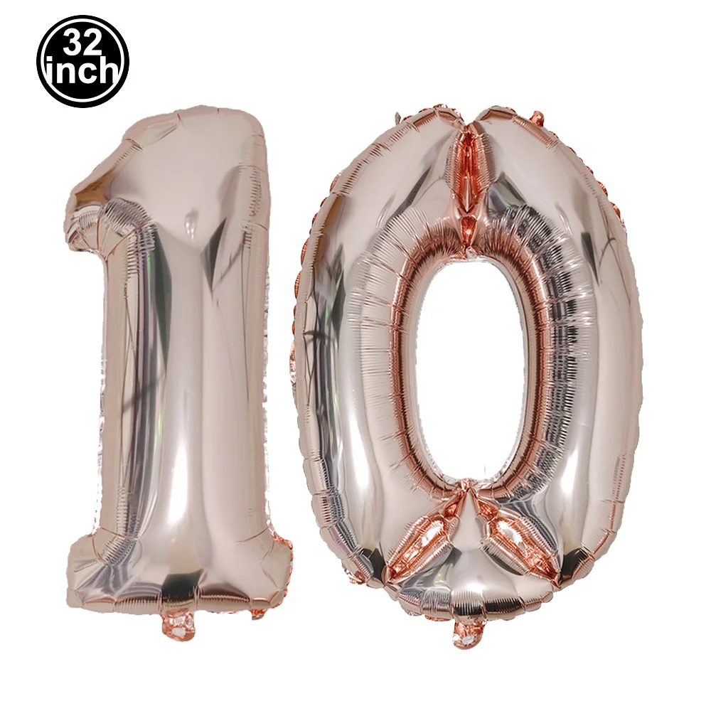 Nummer 10 Ballon 10-stelliger Ballon Zehn blaue Figur Grüner Globus 10. Geburtstag Groß Groß Rot Rosa Golden Schwarz Bunt 32 Zoll