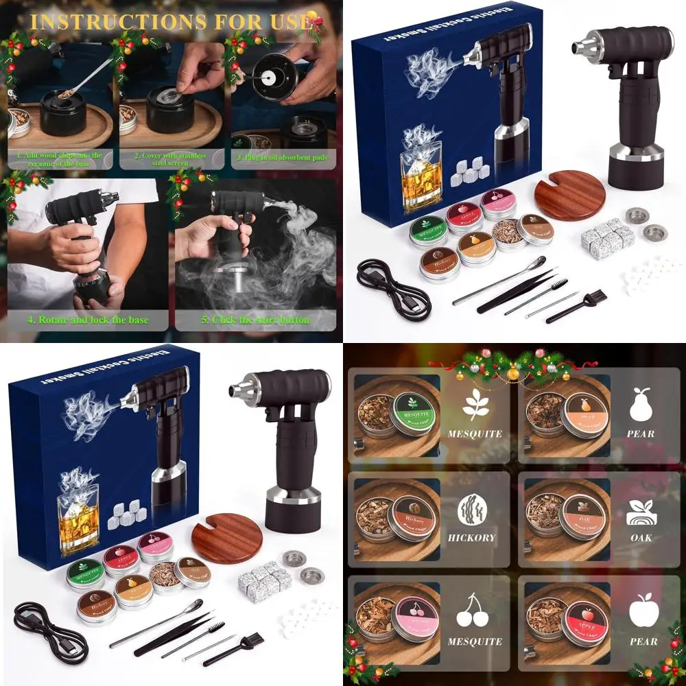 

Mens Gifts for Christmas - Electric Whiskey Cocktail Smoker Kit, Christmas Funny Gifts for Men husband, Smoked Bourbon Kit, Birt