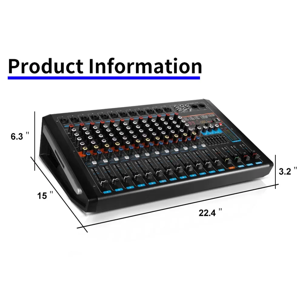 GM12X Professional 750+750W Audio Power Amplifier 12 Channel Audio Mixer with Amplifier For Large Stage Performance