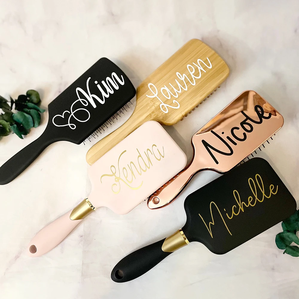 Custom Bridesmaid Gifts Personalized Hair Brushes Trendy Accessories Paddle Brush Bridal Party Hen Night Bachelorette Favors