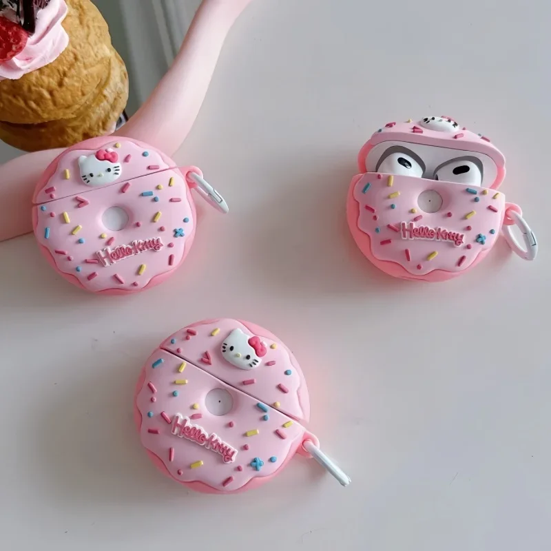 Sanrios Hellokittys  Wireless Bluetooth Earphone Case Donut Anime Kawaii 2024 Airpods IPhone Pro2 Case Cute Cartoon Girl Gifts