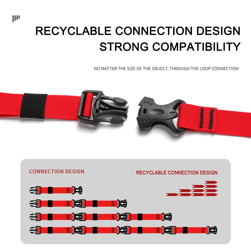 2pcs Nylon Cargo Strap Recyclable Tied Luggage Fastener Ropes with Buckle Down Lash Belt Tied Outdoor Travel Camping Tools