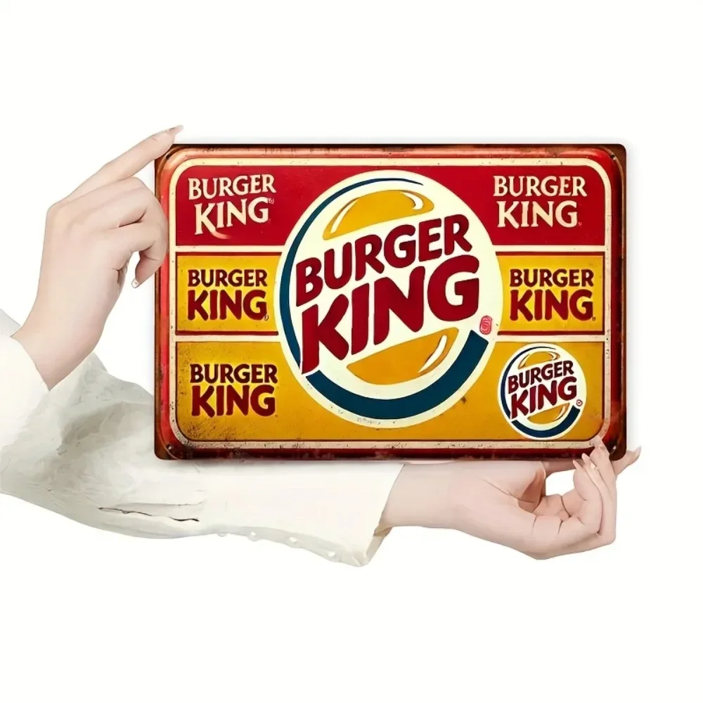 BURGERVINTEDGE Burger King Tin Sign | Vintage Burger Art | Kitchens, Homes, Restaurants & Fast Food Themed Gifts