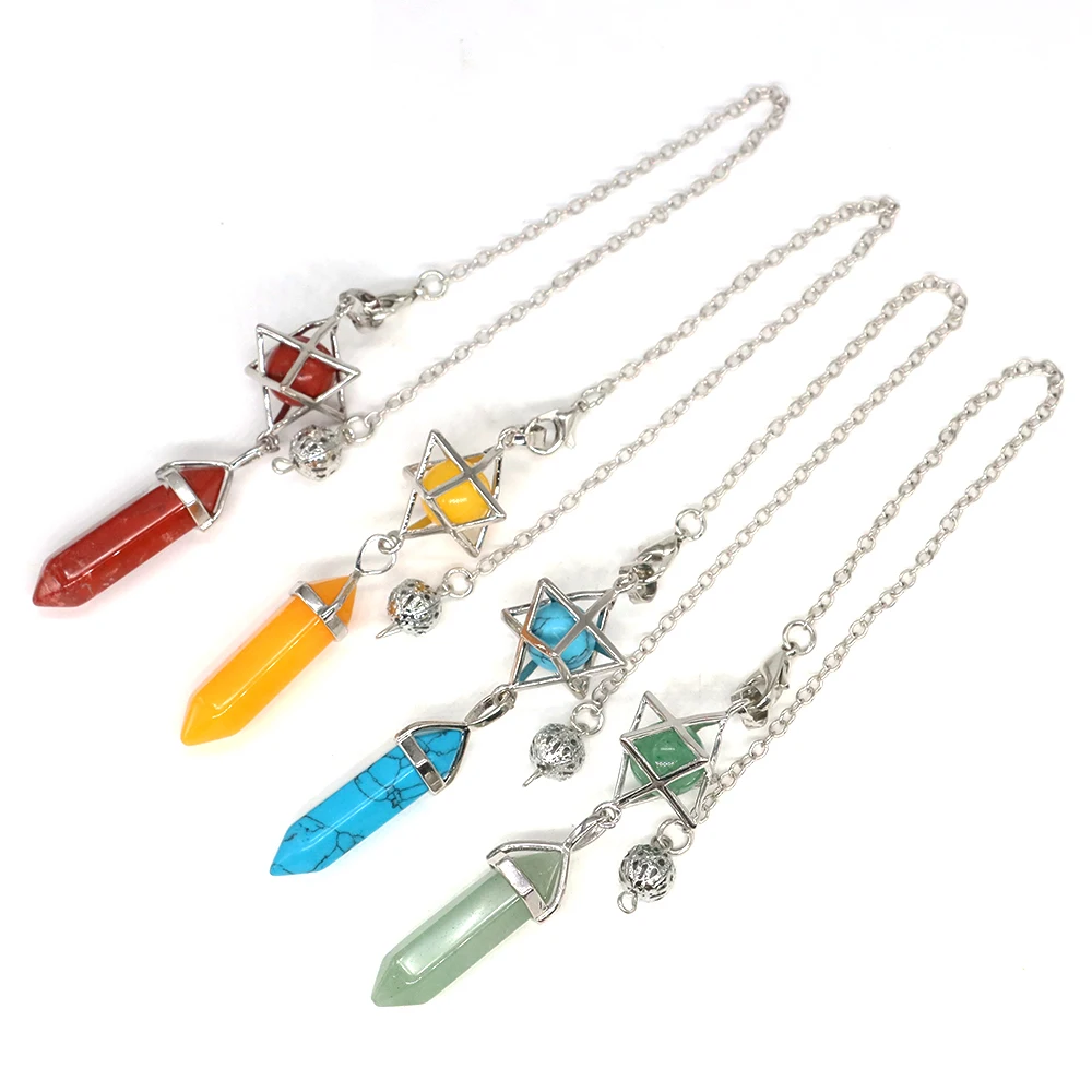 

Natural Stone Quartz Pendulum for Dowsing Divination Hexagonal Crystal Merkaba Esotericism Shuttle Spiritual Chakra Sacred Pendu