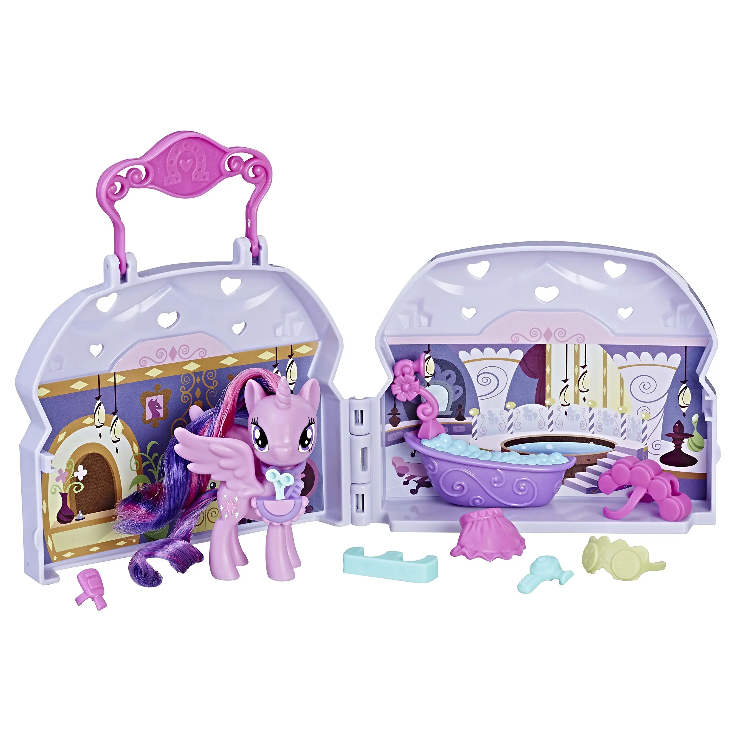 My Little Pony The Movie Figura Mini Set Twilight Sparkle Canterlot Spa Mini Portable Castle Set Girls Play House Doll Toy Gifts