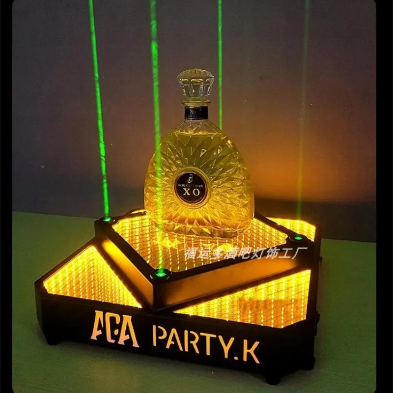 

Laser Light-Up Wine Base for Bar KTV, LED Champagne Display Stand, Glowing Spirit Tray, Stylish Liquor Holder Atmosphere Decor