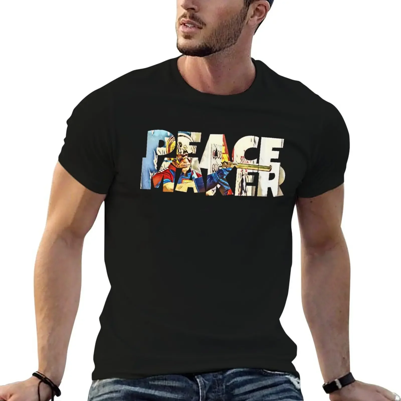 The Peacemaker best movie emblem T-Shirt shirts graphic tees korean fashion Aesthetic clothing blanks plus size men clothing