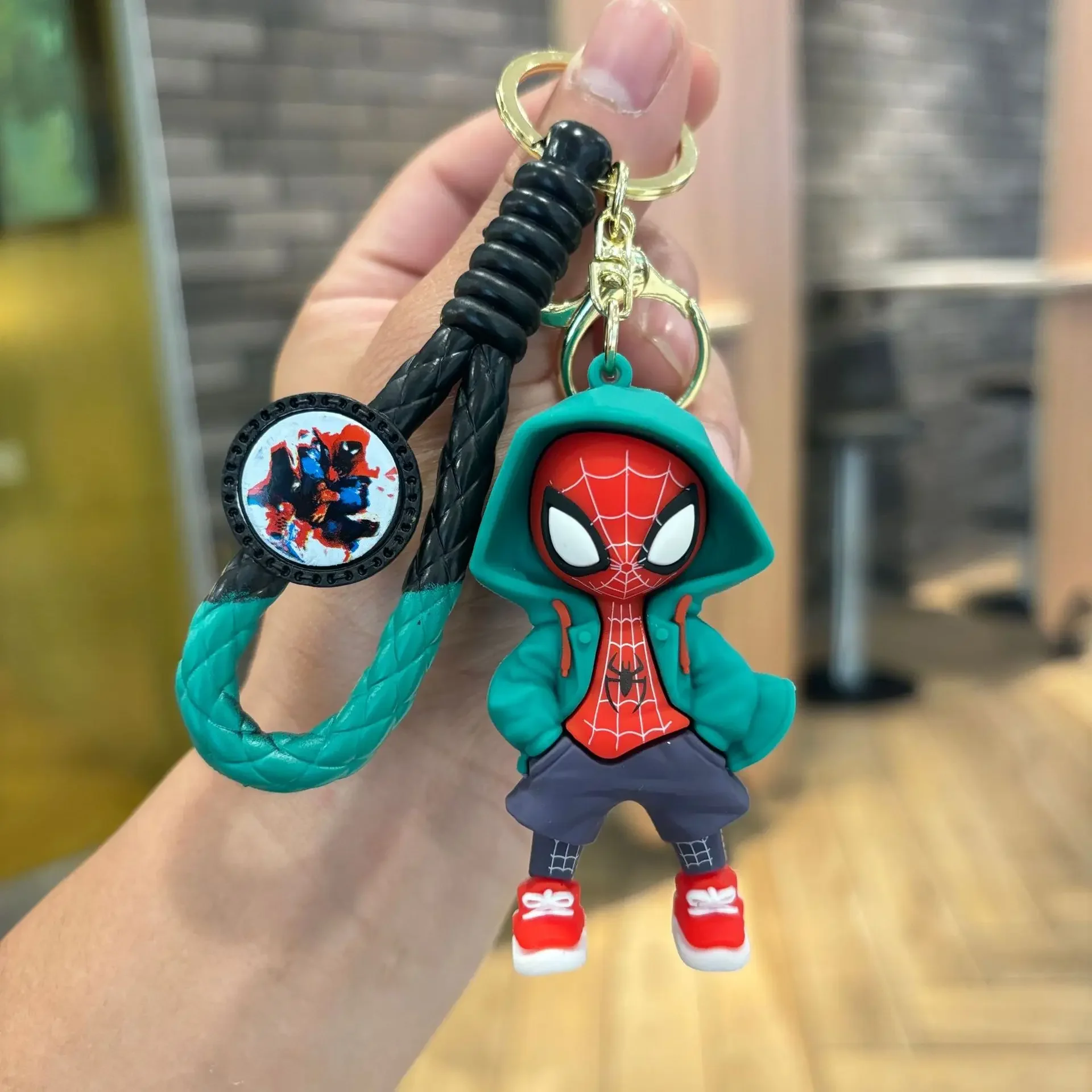 Spiderman Disney Superhero Keychain Miles Morales Cartoon Pendant Doll Keyring Bag Accessories Decoration Kids Toy Gifts