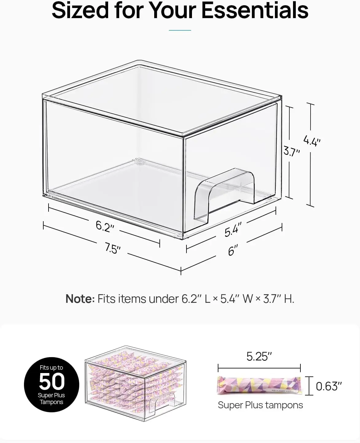 4 Pack Small Clear Stackable Storage Drawers Acrylic Bathroom Makeup Organizer,Plastic Storage Bins box foldable home organizers