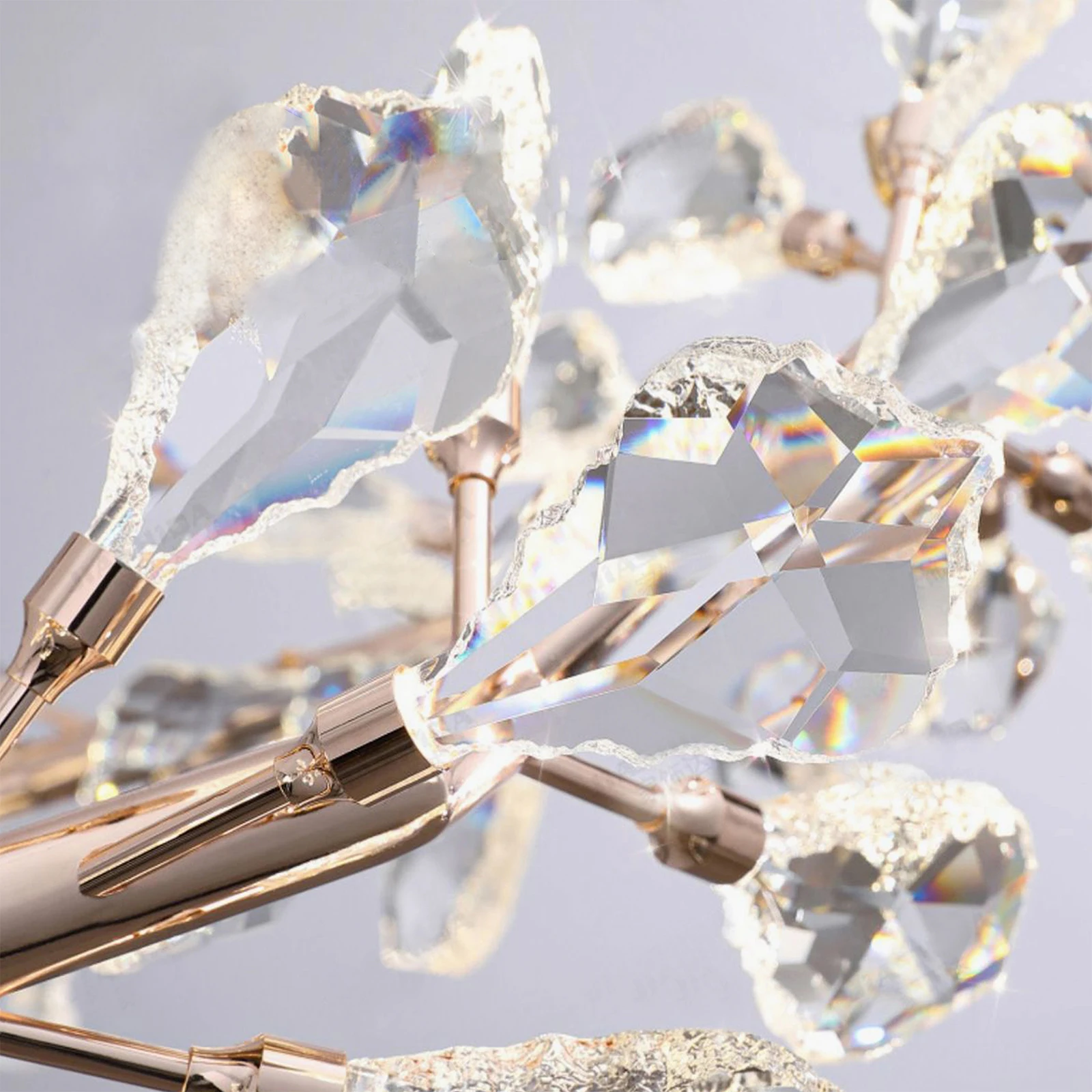 Ajustável Crystal Tree Branches Lustres, Lustres modernos para sala de jantar, Dourado