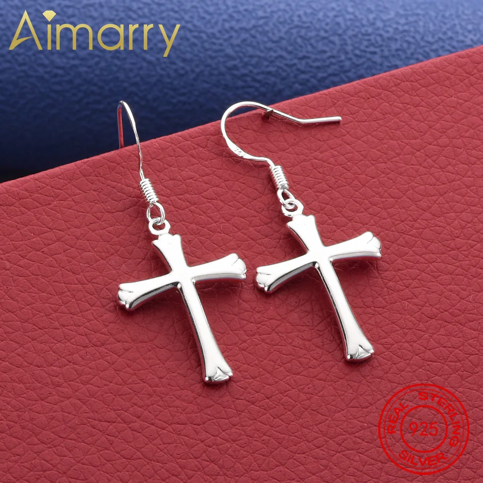 

High Quality Pure 925 Sterling Silver Trend Cross Earrings Fashion Jewelry Wedding Trendsetter Christmas Gifts