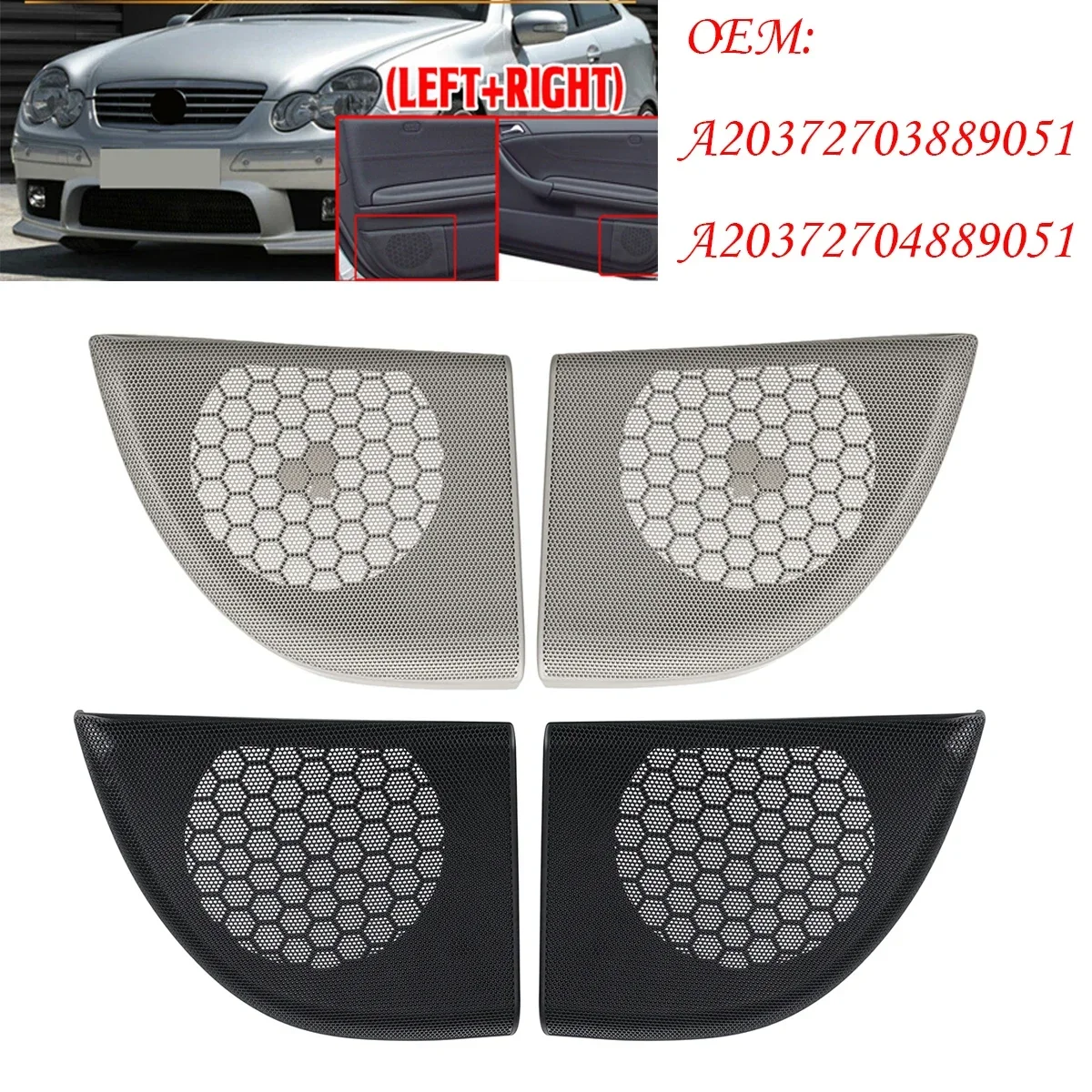 A20372703889051 For Mercedes Benz W203 CLC Coupe 2Door W203 Car Hand Door Speaker Cover Side Horn CoverTrim Black/Grey