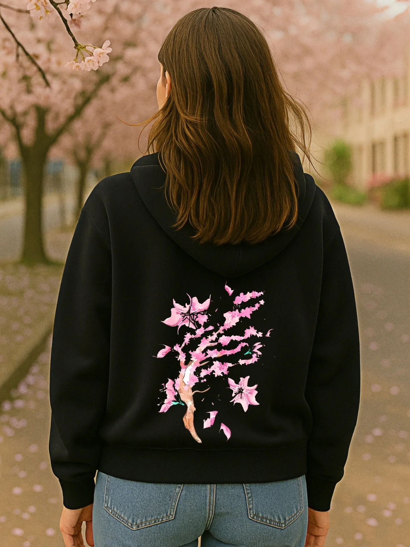 هوديي نسائي، رسم زهور، تصميم جمالي، قماش ناعم، ملابس يومية غير رسمية، ملابس ربيعية للسيدات