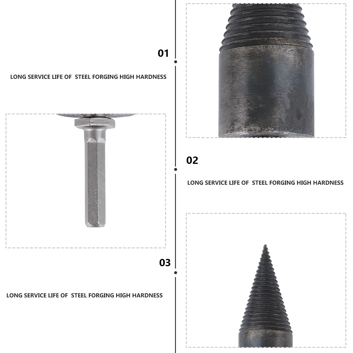 

38mm Hex Electric Drill Firewood Splitting Bit High Hardness Carbon Steel Wood Hammer Drill Rotary Bit Set