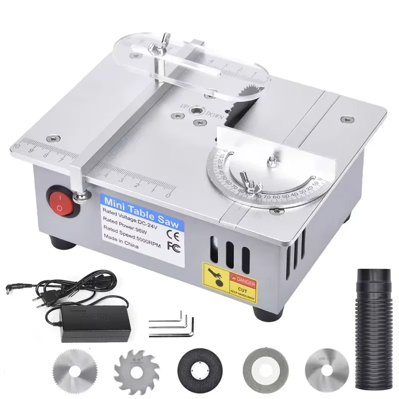 Mini Table Saw Woodworking Electric Bench Saw DIY Hobby Model Crafts Cutting Tool 96W Electric Desktop Saws