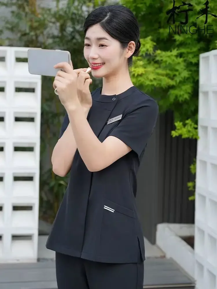 New Beauty Agency Work Clothes High Quality Beauty Salon Women Summer SPA Uniform Hotel Professional Short-sleeved Top and Pants