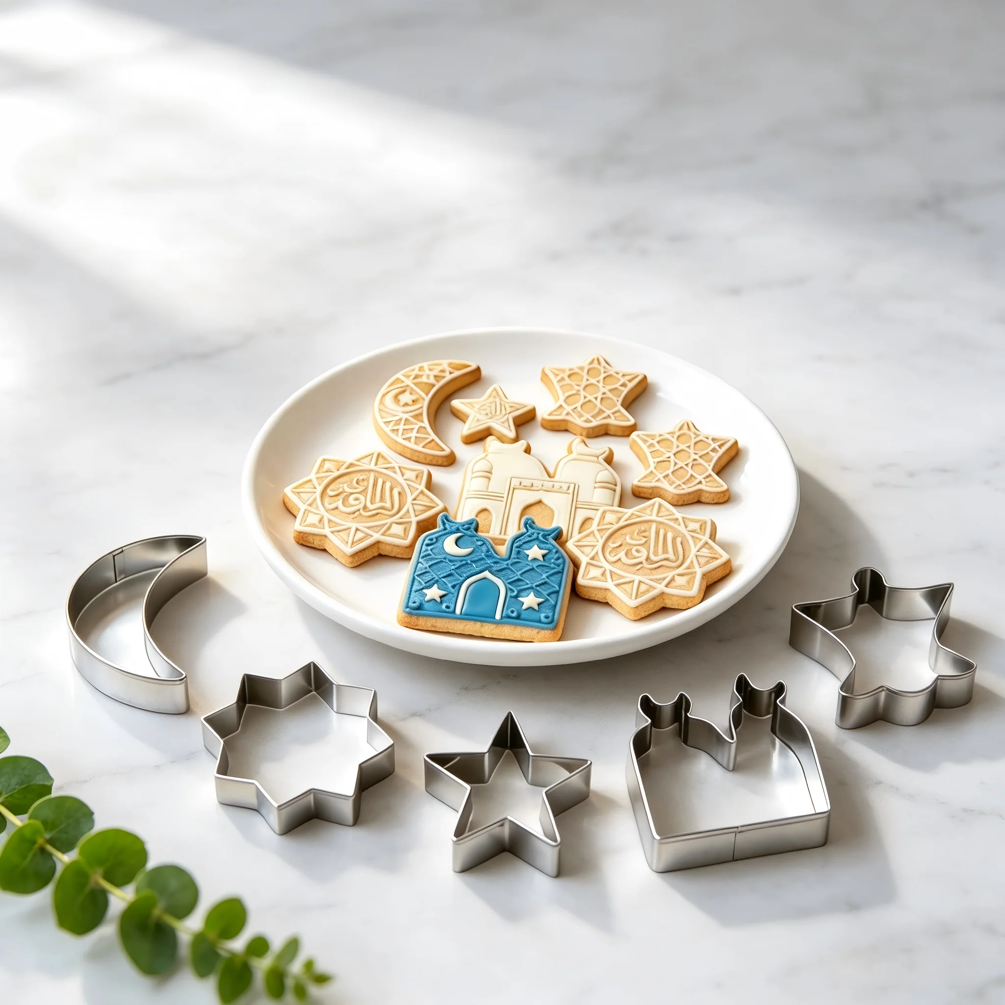 

Cookie Cutter Set, 5PCS Food Grade Stainless Steel, Smooth Edge Easy Clean, Ramadan Eid Moon Star, Fondant Baking Molds