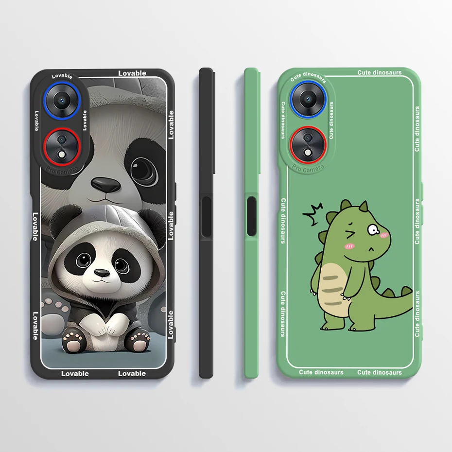 Per OPPO A78 5G custodia OPPO A58 5G Cover Cute Panda Dinosaur custodia in Silicone liquido per OPPOA58 OPPOA78 A 58 A 78 Coque Bumper