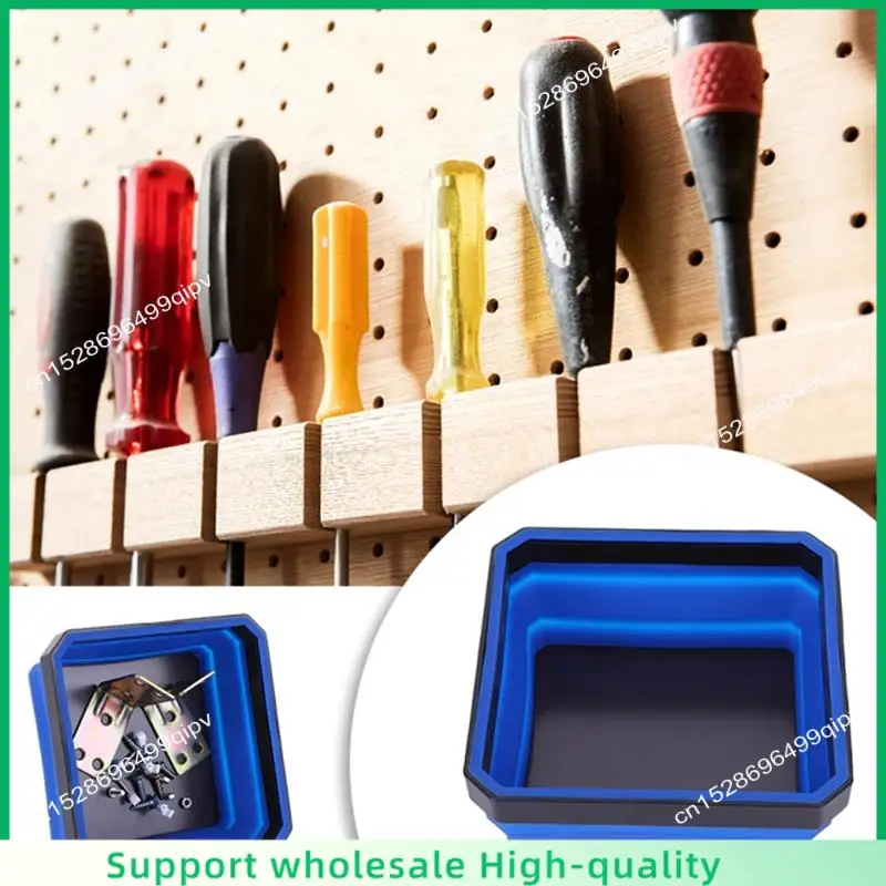 ABSF 4 Pack Collapsible-Magnetic Screw Tray Silicone Screw Bowl Tool Part Storage Box Plumber Carpenter Tool Organizer