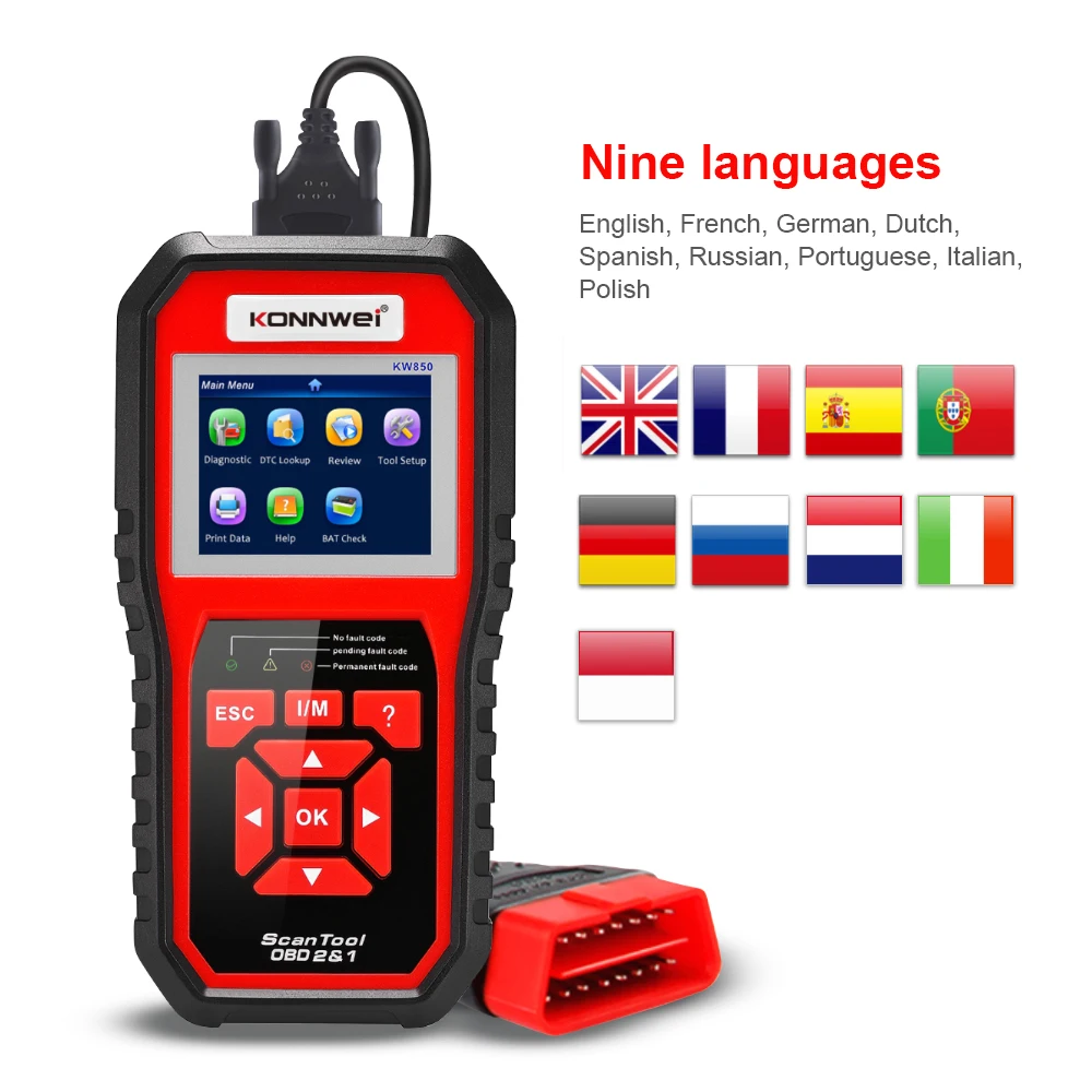 KONNWEI KW850 Car Diagnostic Tool Professional OBD2 Scanner Multi-languages Full OBD 2 ODB2 Function Auto Tool kw850 Code Reader