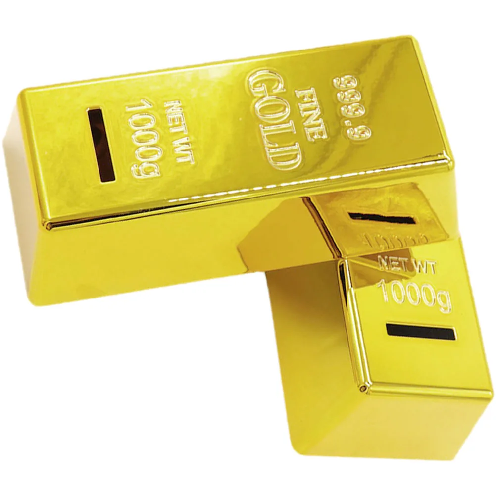 กระปุกออมสินรูปแท่งทอง 2 ชิ้น สำหรับเด็ก ตกแต่งบ้านและโต๊ะทำงาน