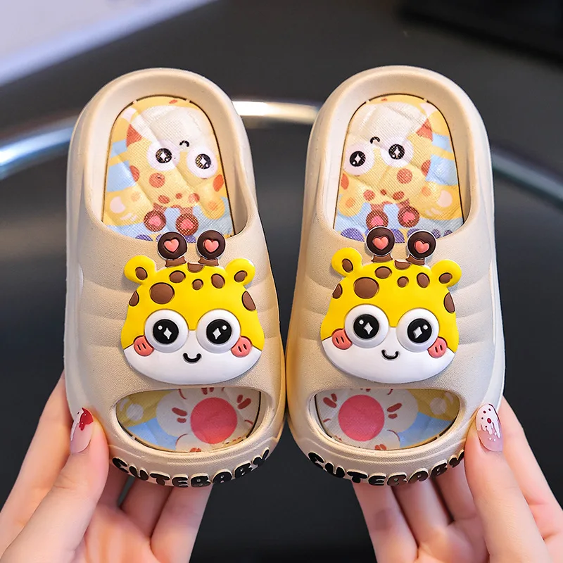 Children's Sandals and Slippers Boys Summer Cartoon Cute Non-slip Indoor Bath Soft Bottom Slippers Baby