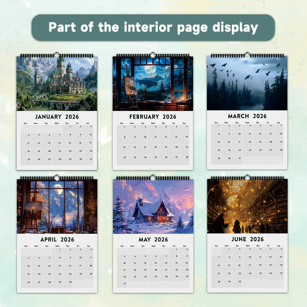 

1pc 2026 Wall Calendar, Natural Landscape Design, 12 Unique Artistic Patterns, Perfect Gift for irthday, Christmas & New Year