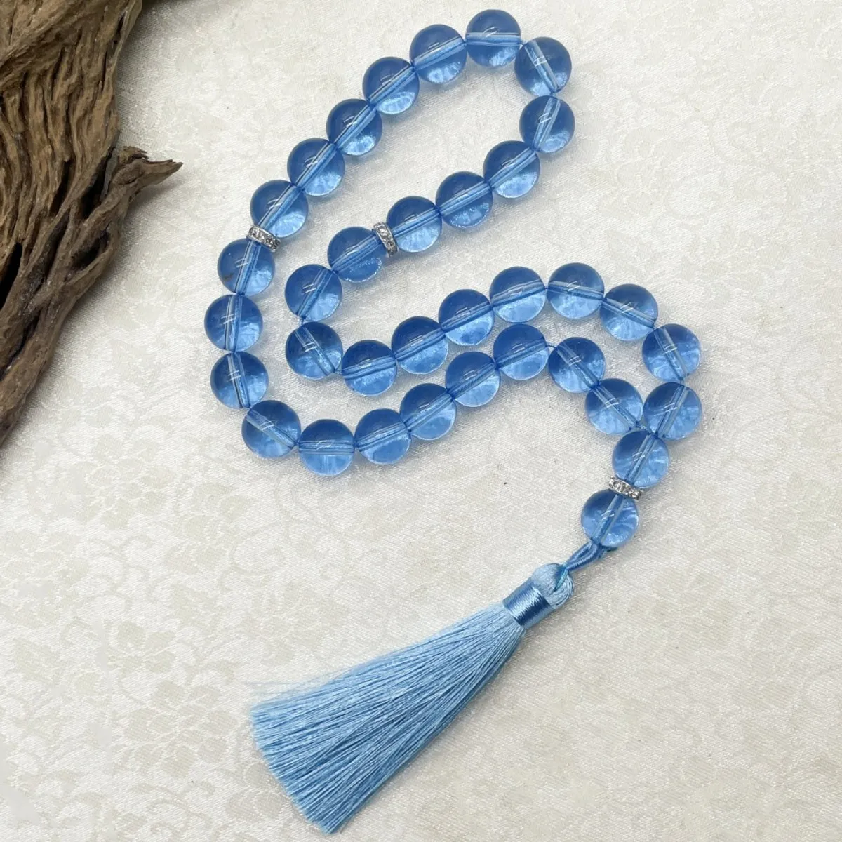 Elegant Glass Tasbih with Classic Tassel, Bohemian Islamic Prayer Beads Bracelet, Arabic Style Rosary for Daily Wear & Prayer