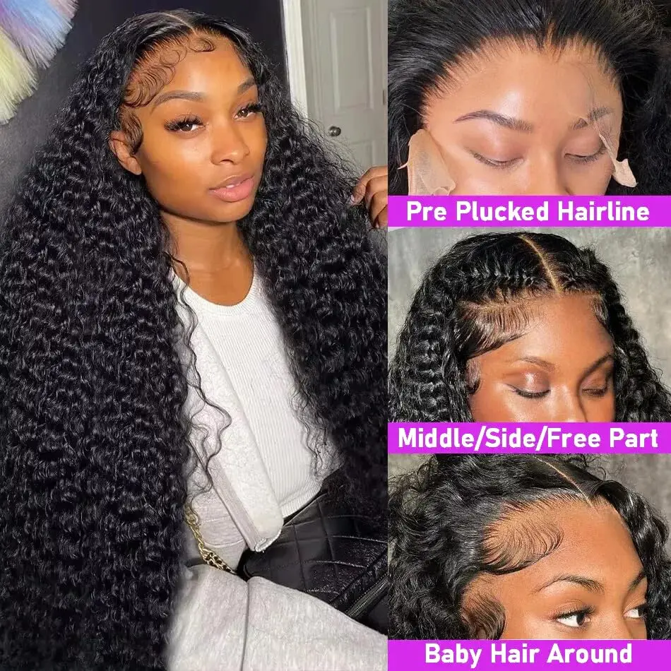 250 Density Deep Wave Curly Wigs 13X6 Lace Frontal Wig Glueless Wig Human Hair Hd 360 Full Lace Front Wig Pre Plucked Water Wave