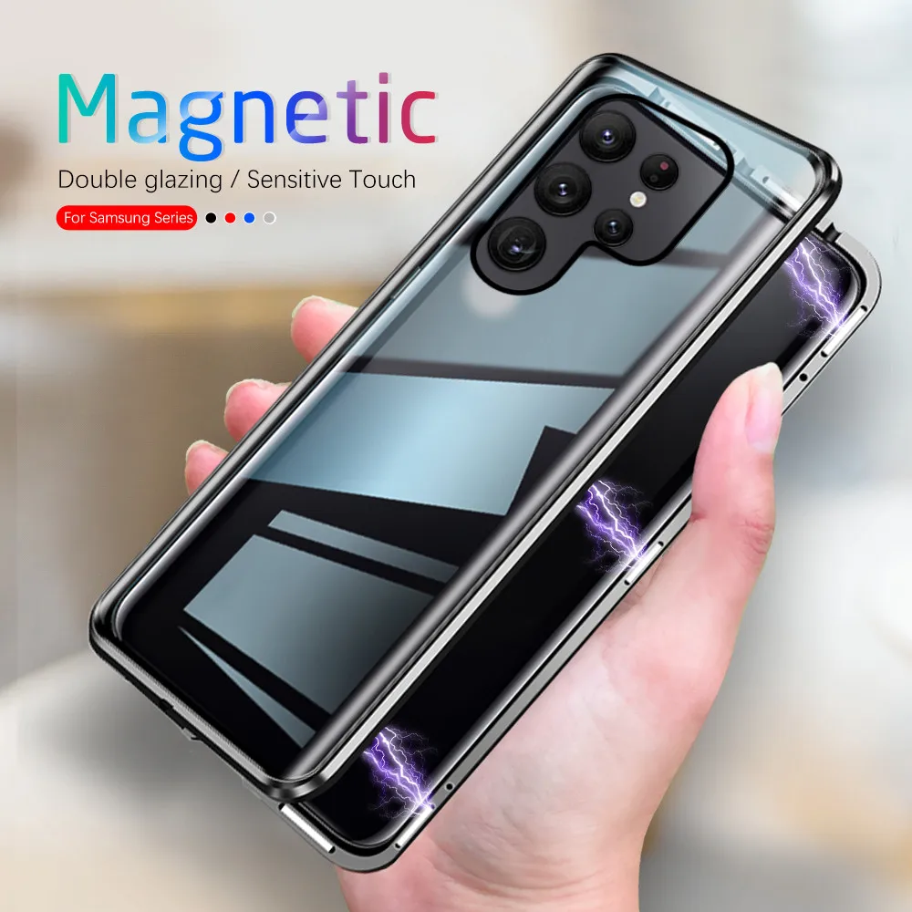 360° Magnetic Flip Case For Samsung Galaxy S23 Ultra Samsong S23Ultra 5G S 23 Plus S23+ Double Sided Tempered Glass Cover Fundas