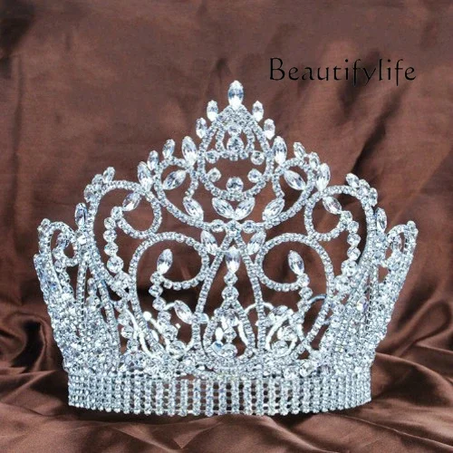 European and American luxury high-end big crown beauty pageant awards rhinestones stage catwalk shooting headgear