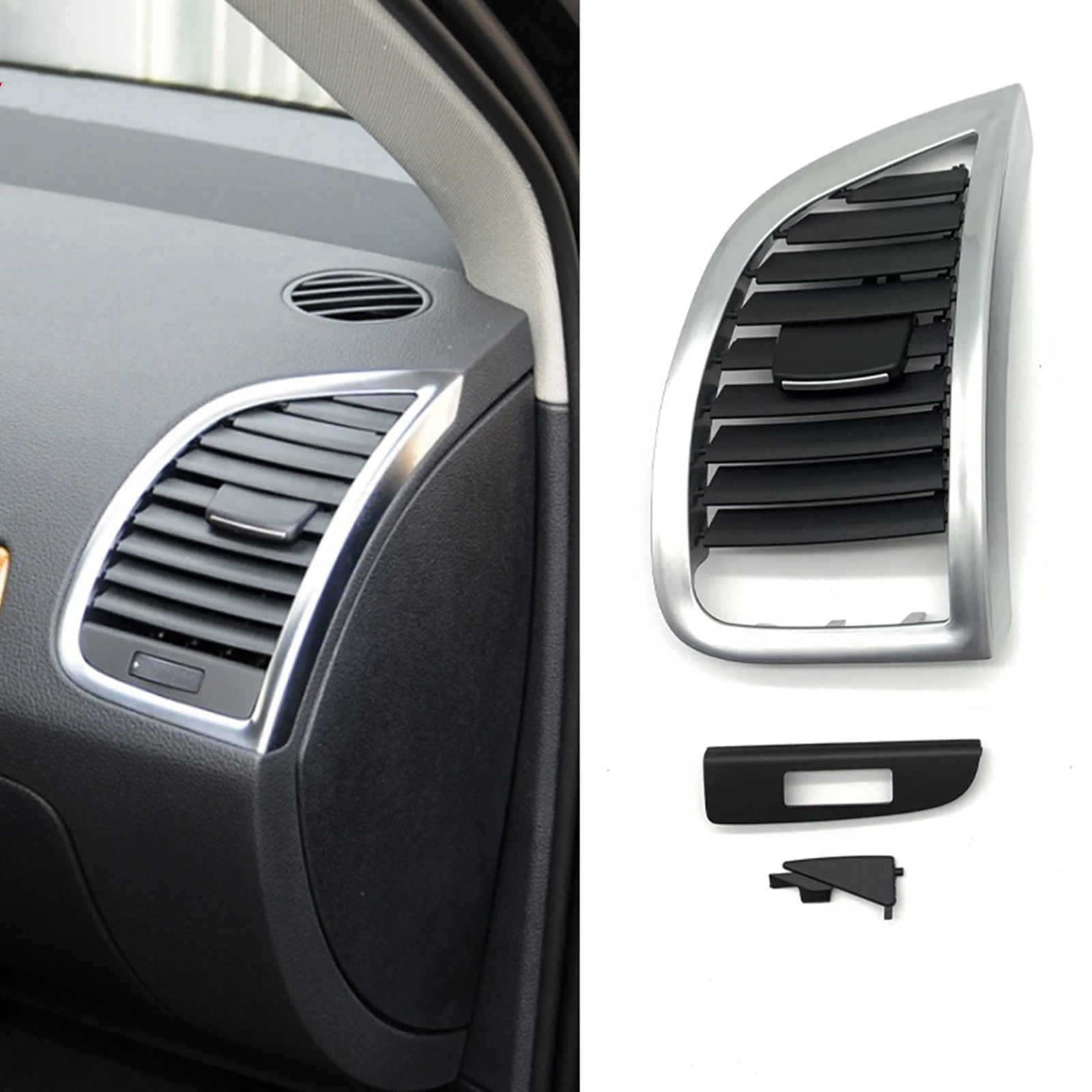 For Audi Q7 2006-2015 Car Dashboard A/C Air Vent Grille Cover Panel Interior Dash Board Side Outlet Duct Conditioning Trim