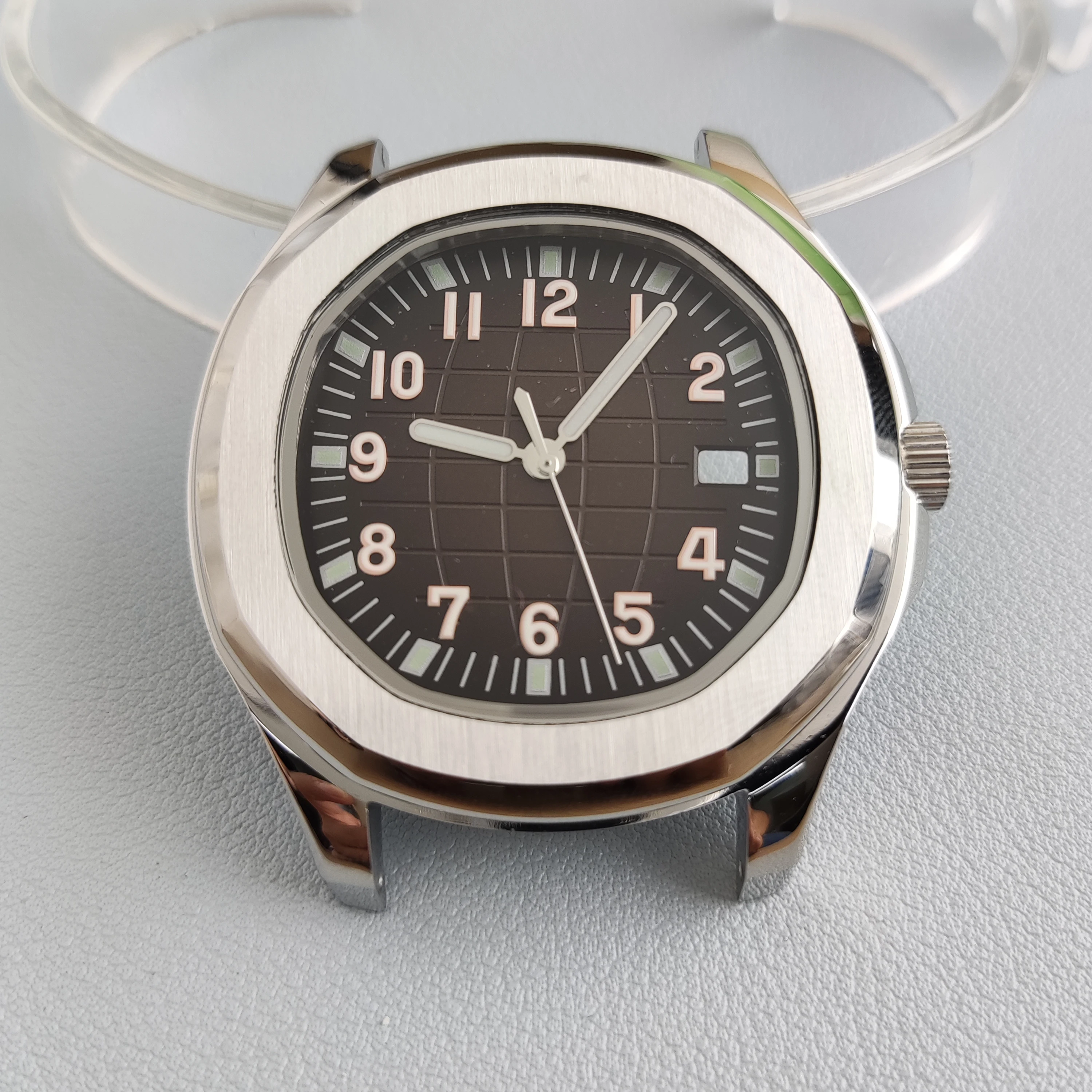 NH35 Case Stainless Steel Case Watch Accessories Luminous Dial Hands for NH35 8215 Movement Transparent Case