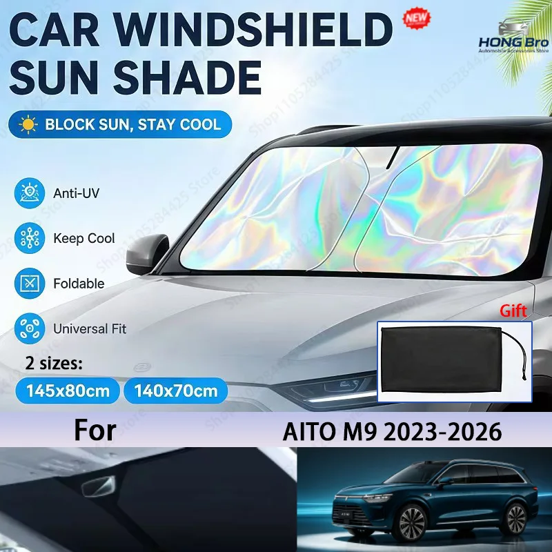 For AITO M9 2023-2026 Foldable Front Windshield Sun Shade UV Reflective Sun Protection Cover Car Interior Accessories