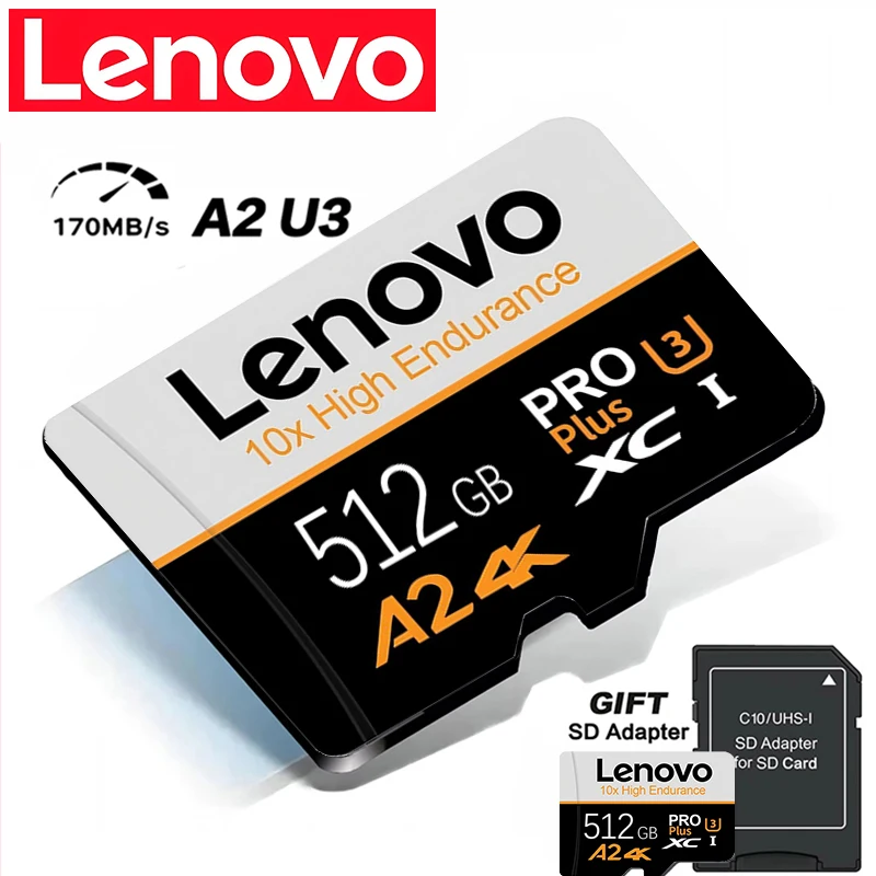 

LENOVO Micro TF/SD Card 16GB 512GB 256GB 128GB 32GB 64GB 100Mb Reading Speed Class 10 for Mobile SD Flash Card TF Card 4K A2 A2