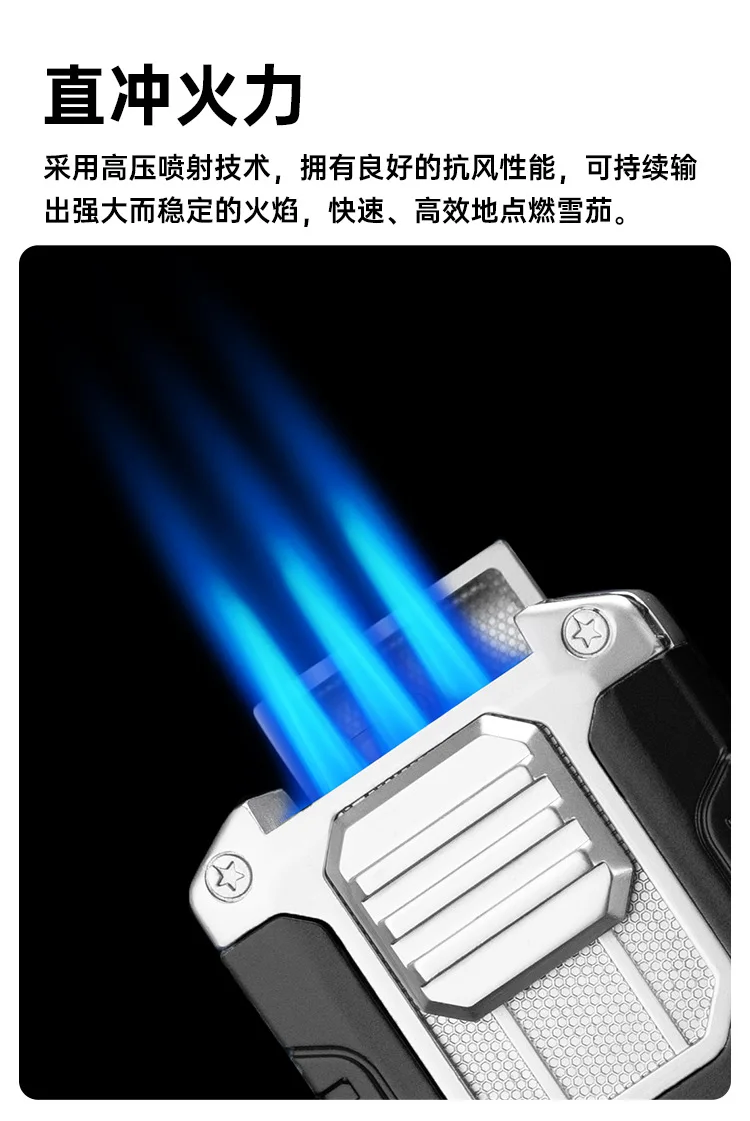 

torches lighters butane Cigar Lighter 5-in-1 Multifunctional Convenient Cigar Cutter Drill Support Needle Integrated Lighter