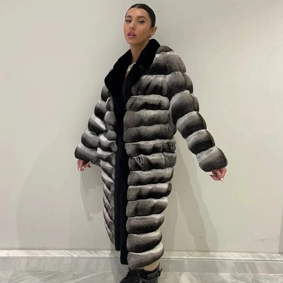 Women Rabbit Fur Jackets Real Rex Rabbit Fur Coat For Womens Long Fashion Winter Warm Fur Coats 2024 Trending High Quality