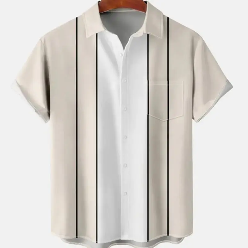 Chemise Hawaïenne à Rayures Soyeuses pour Homme, Vêtement Décontracté, de Haute Qualité, Vintage, Tendance, Nouvelle Collection