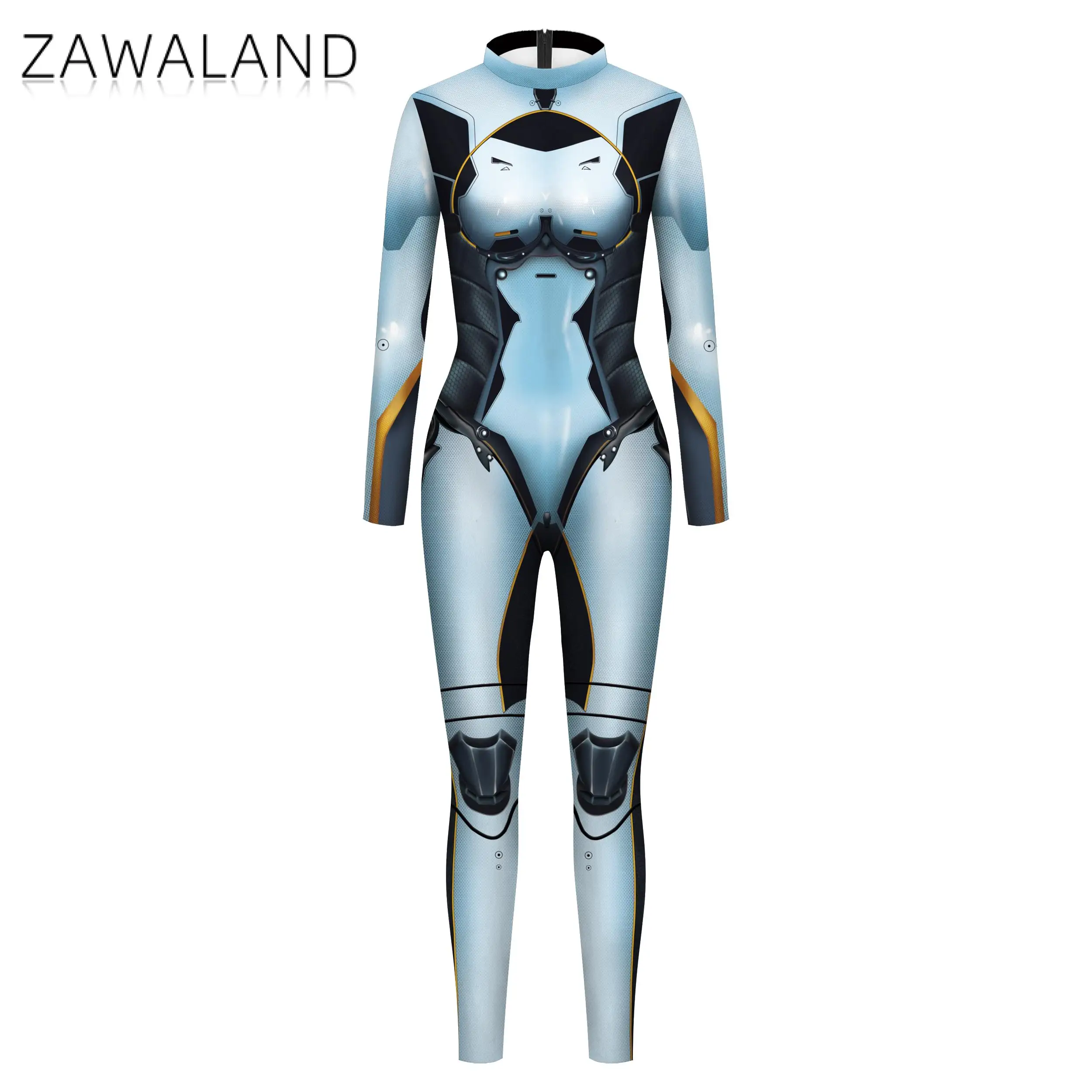 Zawaland Halloween Purim Cosplay Robot Costume Catsuits Women Bodysuit Festival Party Zentai Tight Clothes Suit Anime Jumpsuit