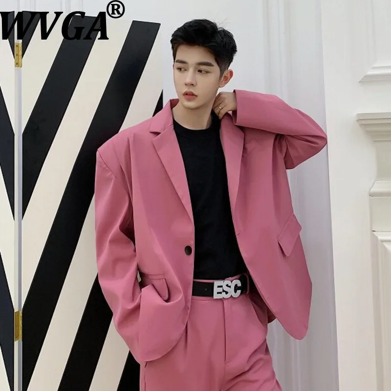 

Новый мужской трендовый блейзер WVGA для весны и осени с отложным воротником и подплечниками, стильный повседневный пиджак с длинными рукавами, модель W20950