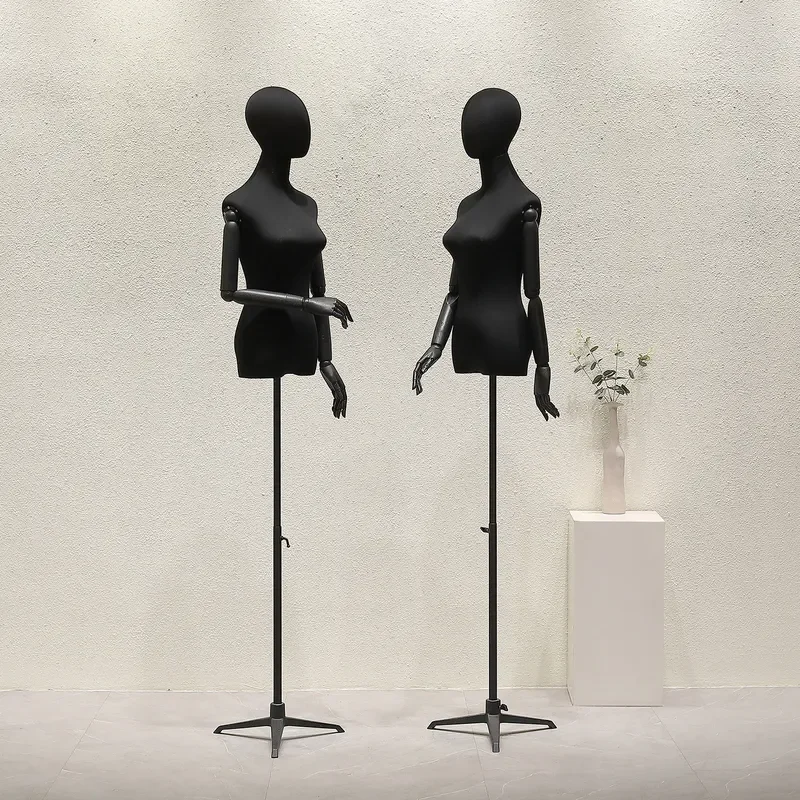 for Clothing Store Window Display Special Model Rack Women Half Body Dummy Mannequin Black White Cotton Wedding Dress
