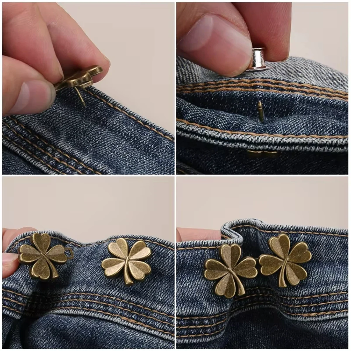 1 Pair Jeans Button Adjustable Clips for Pant Skirts Waist Tightener Buckle Snap Button Adjuster Pants Pin Retractable Button