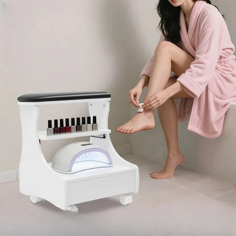 Removable Foot Bath Stool，with Wheels and Drawer，Foot Rest Pedicure Funiture, for Foot Baths