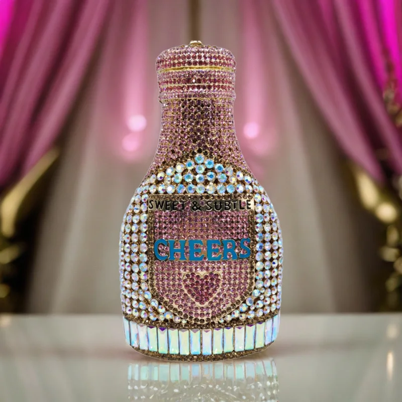 

Dai Wei Бутылка шампанского со стразами Сумка для ужина Банкетный клатч с кристаллами и бриллиантами Женская сумка для бутылки Sac À Main Femme Luxe De Marque