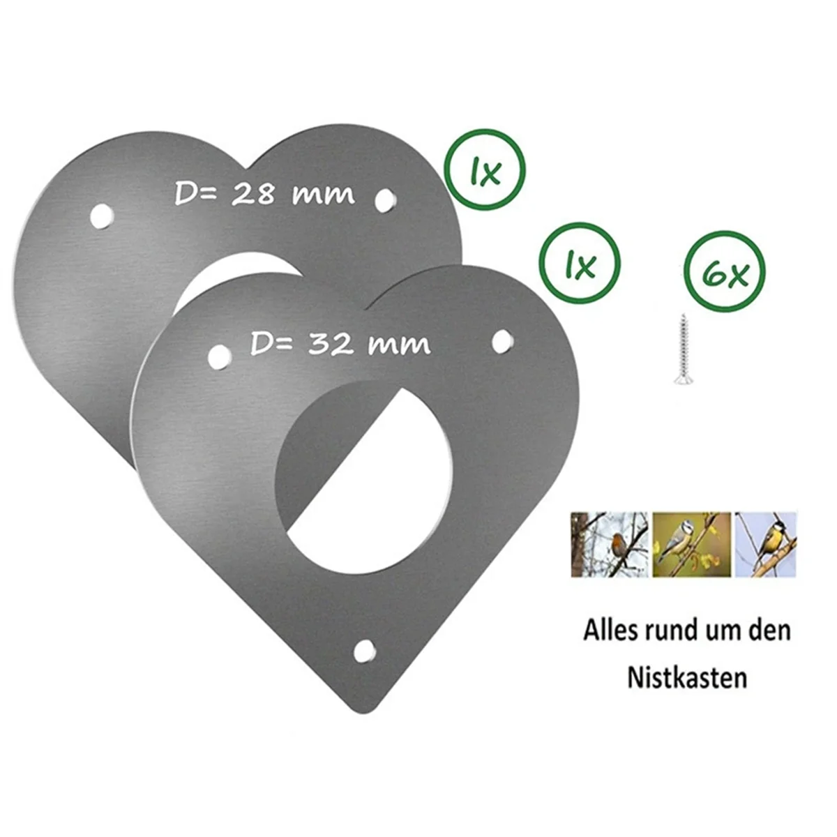 

A002 Woodpecker Protection for Nesting Box and Bird House - Extra Safe Flight Hole Protection for Nesting Boxes (28 + 32 mm)