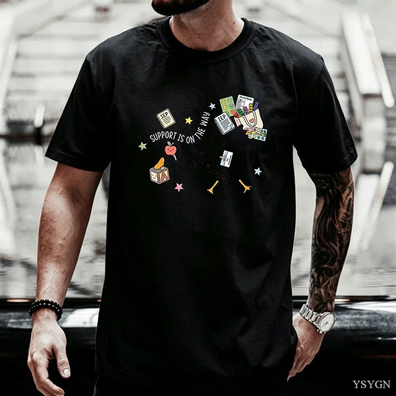 Support Is on The Way Cute Goose Carrying School Supplies Men T Shirt Casual Streetwear Back To School Gift for Students Teens
