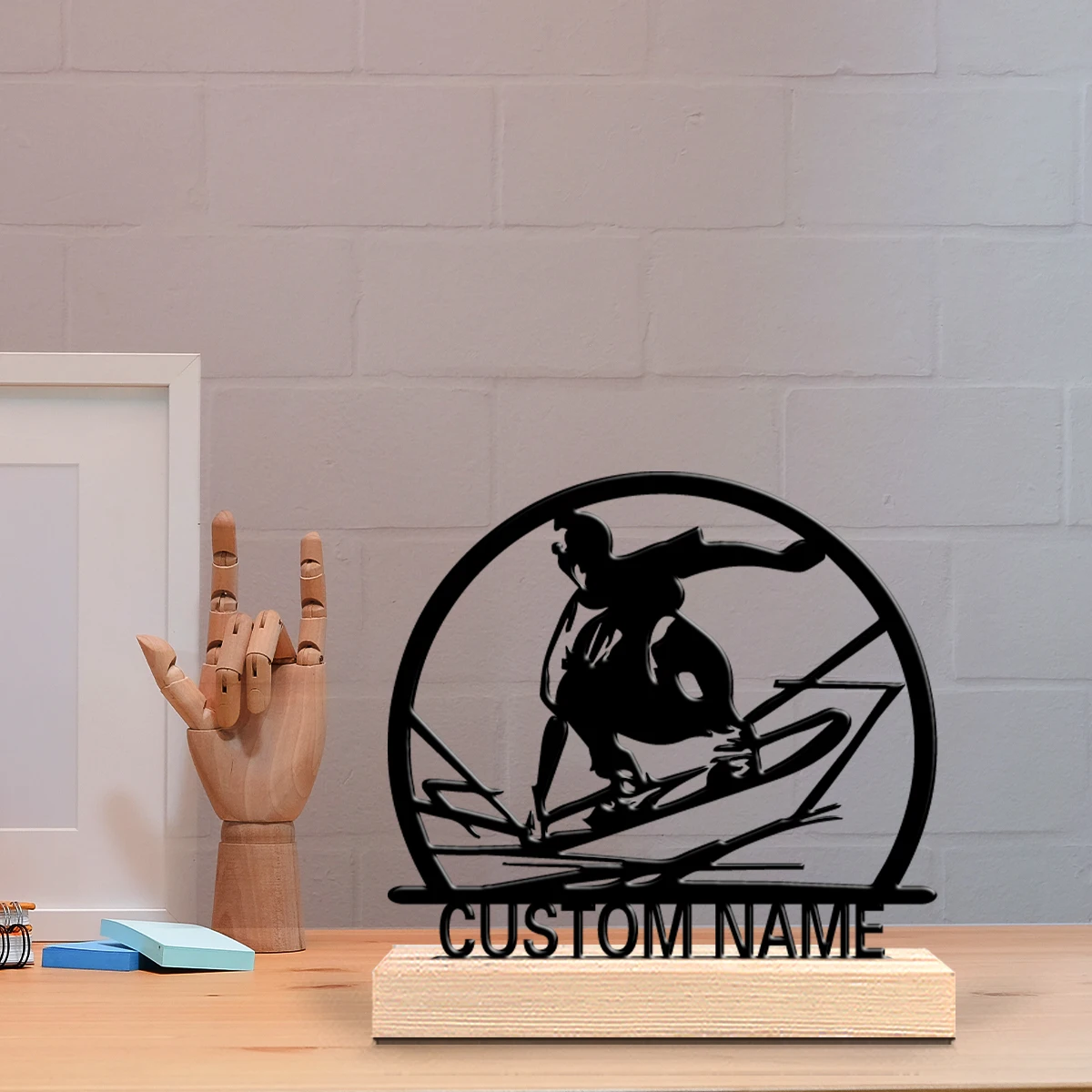 1pc Beauty Personalized Custom Women's fitness Metal Statues Wooden Accent Wall Decor for Living Room Bohemian Eclectic Home