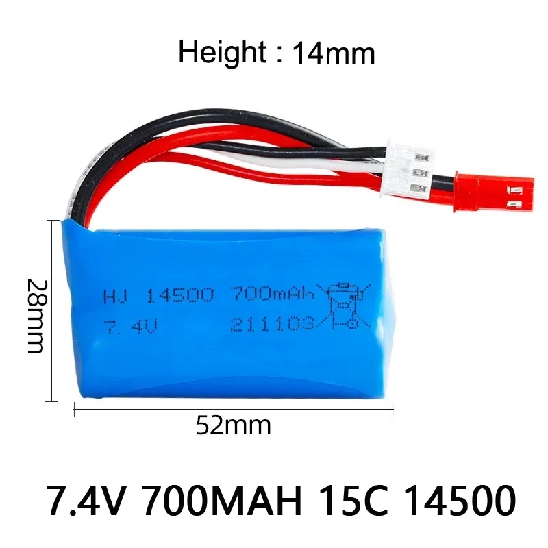 7.4v 14500 para carro de controle remoto barco veículo off-road baterias de alta velocidade 2s 700mah 15c lipo bateria