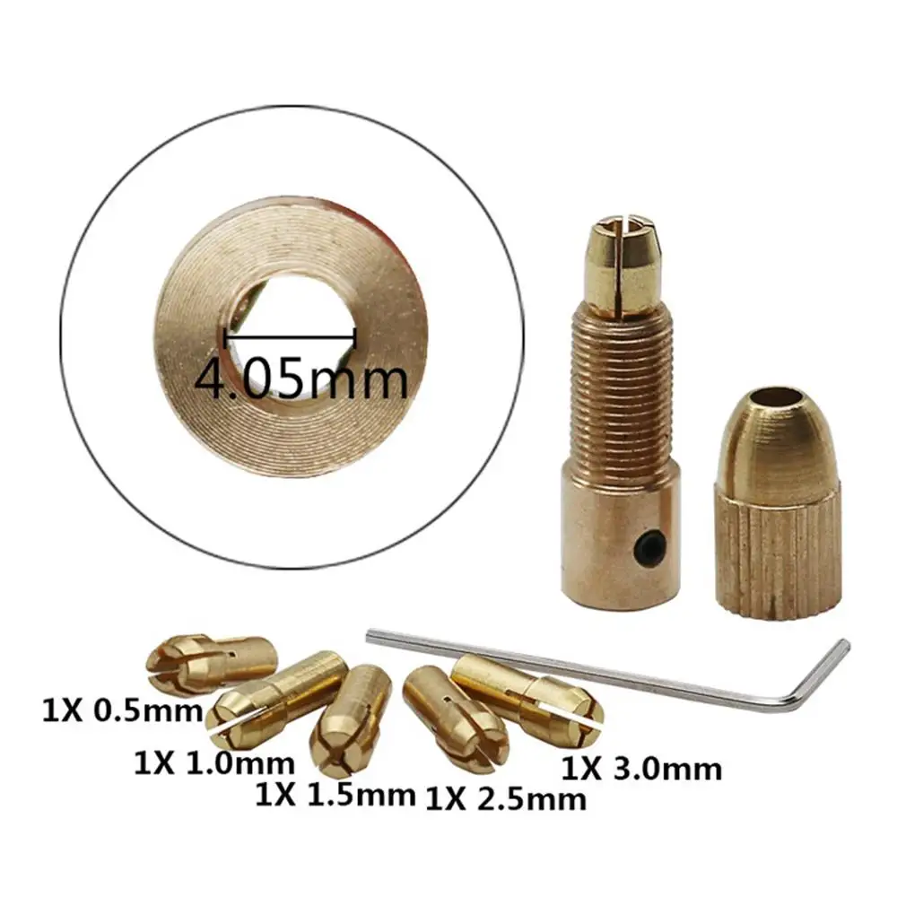 7PCS 0.5-3mm Drill Bit Chuck Collets Set Of Quick Chuck Copper Drill Folder Copper Cap Drill Collet Tool Power Tool Accessories