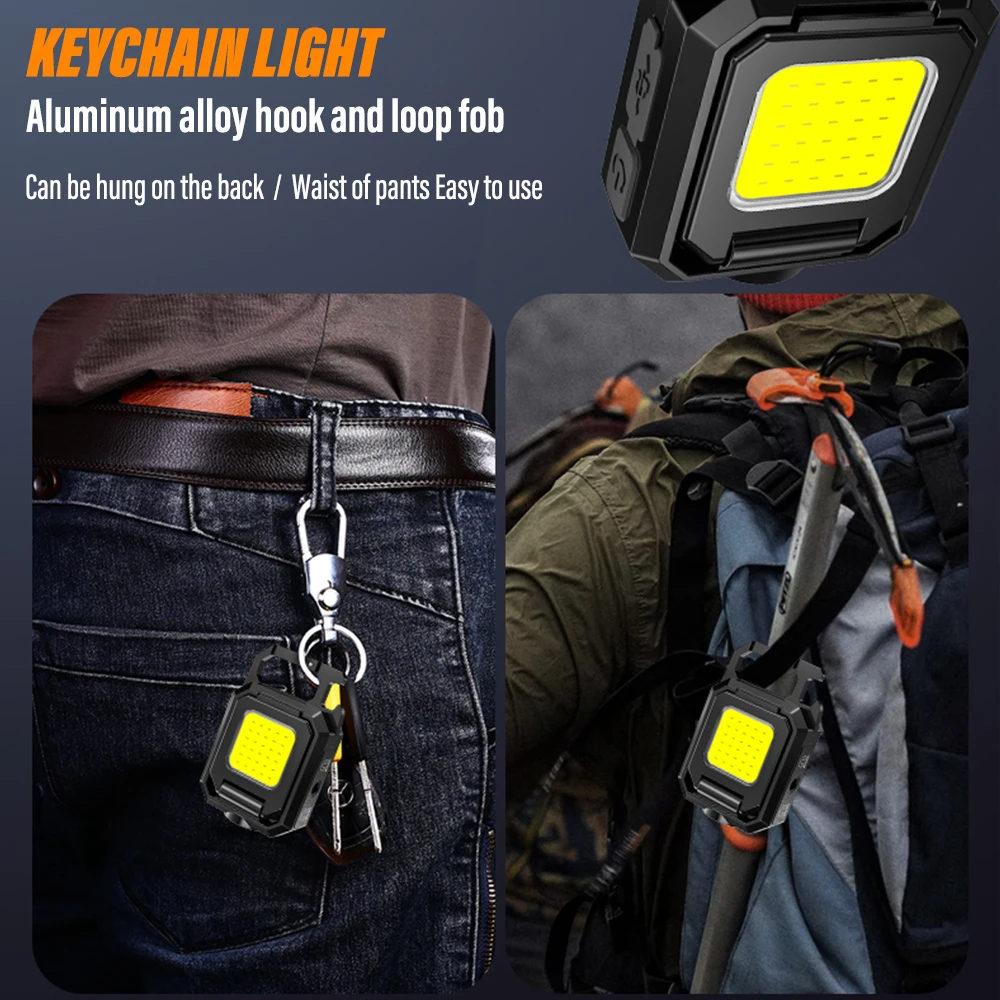 Super Bright LED Flashlight Rechargeable Torch Portable Work Light Outdoor Camping Light with COB Side Light and Magnet